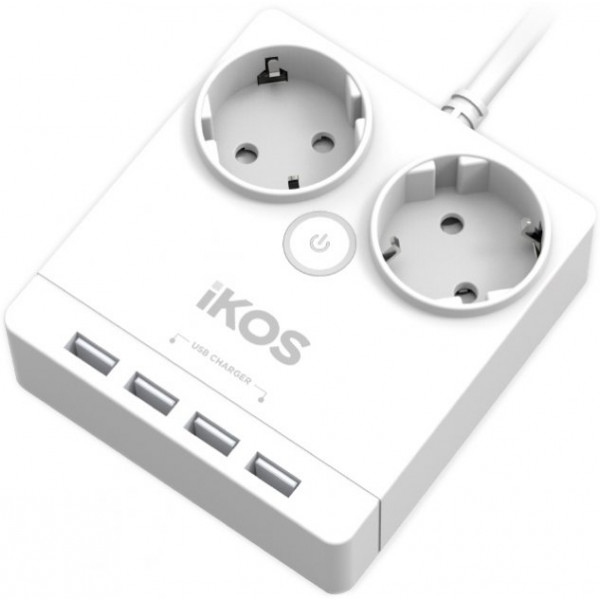 Мережевий фільтр Ikos F24S-U White (0005-CEF)