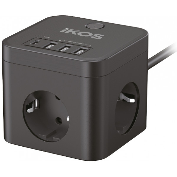 Мережевий фільтр Ikos C34S-CU Black (0007-CEF)