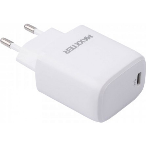 Мережевий зарядний пристрій Maxxter 1 USB-C + Кабель Type-C to Lighting Power Delivery 20W (WC-PD-CtL-01)