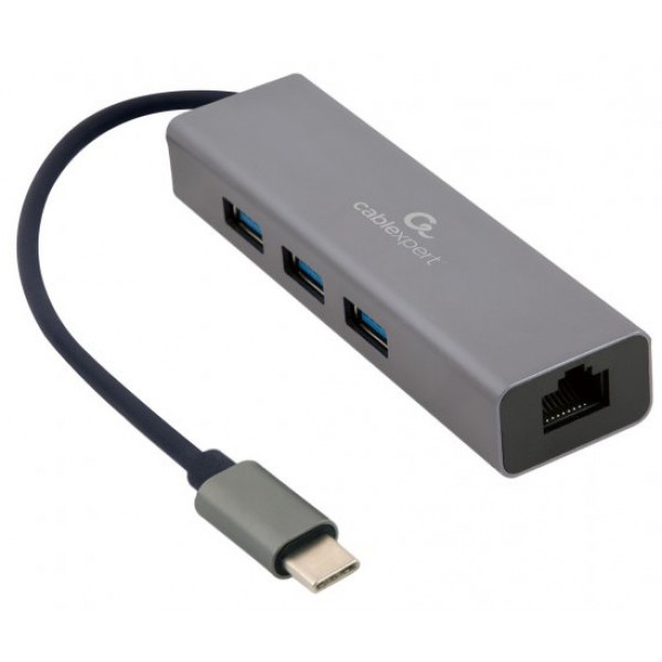 Хаб USB Cablexpert USB-С на Gigabit Ethernet, 3 Ports USB 3.1 (A-CMU3-LAN-01)