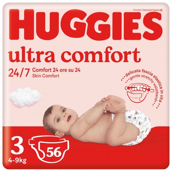 Одноразові підгузки Huggies Ultra Comfort Розмір 3 (5-8 кг) Jumbo, 56 шт.