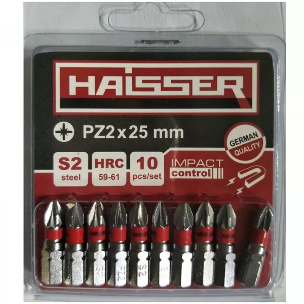Біта для викрутки Haisser PZ2х25 мм 10шт. (2712702)