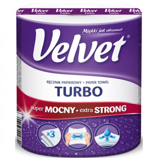 Рушники паперові Velvet Turbo  3 шари 330 відривів (5901478002730)