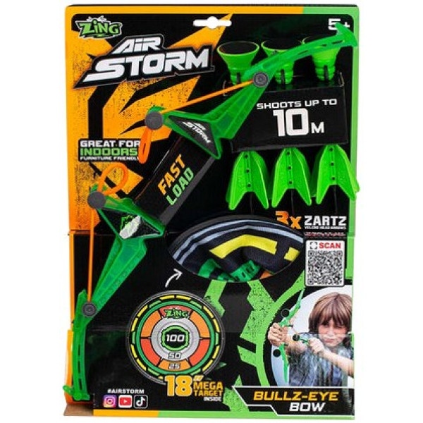 Лук
 Zing з мішенню серії "Air Storm" - BULLZ EYE (зелений, 3 стріли, мішень) (AS200G)