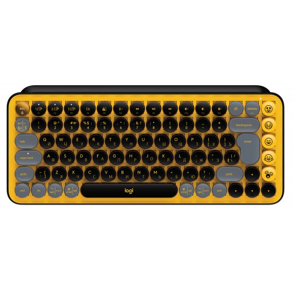 Клавіатура бездротова Logitech POP Keys Wireless Mechanical Keyboard With Emoji Keys Blast Yellow (920-010735)