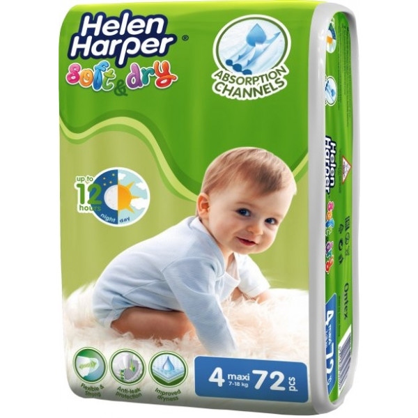 Одноразові підгузки Helen Harper Soft&Dry Maxi 7-18 кг 72 шт. (5411416060192)