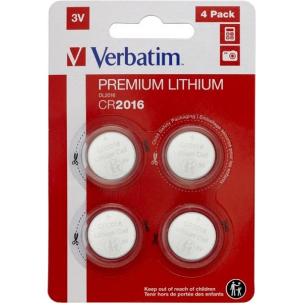 Батарейка тип CR2016 Verbatim Premium CR2016 BL 4 шт. (49531)