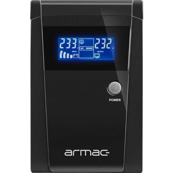 Джерело безперебійного живлення Armac 1000VA/650W,3хSchuko,USB-B LCD Metal Case (O/1000F/LCD)