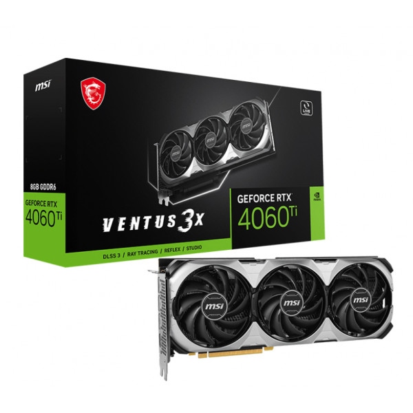 Відеокарта MSI GF RTX 4060 Ti 8GB GDDR6 Ventus 3X OC (GeForce RTX 4060 Ti VENTUS 3X 8G OC)