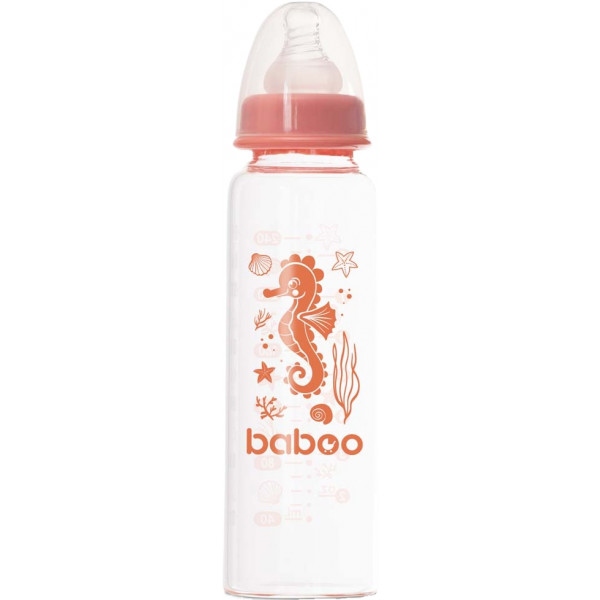 Пляшка для годування Baboo Антиколікова 240 мл Sea Life 3+ міс. Orange (3-118)