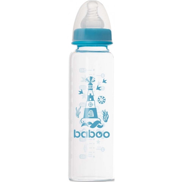 Пляшка для годування Baboo Антиколікова 240 мл Marine 3+ міс. Blue (3-119)
