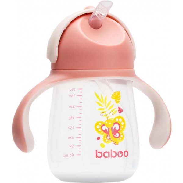 Чашка-непроливайка дитяча Baboo 260 мл Butterfly Pink (8-123)