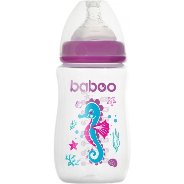 Пляшка для годування Baboo Антиколікова 250 мл Sea Life +3 міс. Purple (3-114)