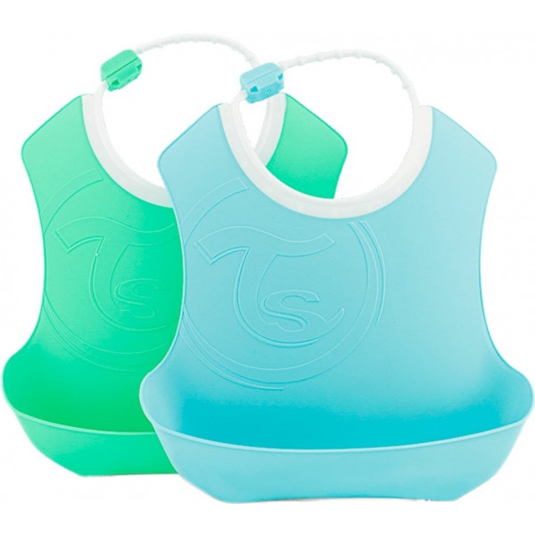 Нагрудник пластиковий Twistshake Pastel Blue/Green 4+ міс 2 шт. (78220)