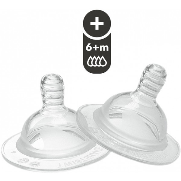 Середній потік соска дитяча силіконова Twistshake Plus 2 шт. 6+ міс (78022)