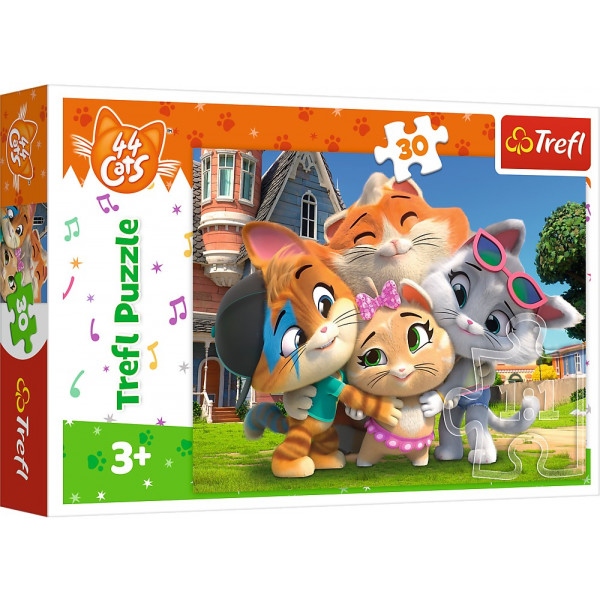 Пазли картонні (3-4 роки) Trefl "Дружба в країні котиків" - (30 елм.)(18288)