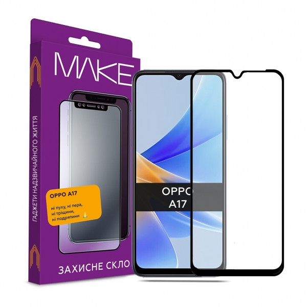 Захисне скло для смартфону MAKE Full Cover Full Glue Oppo A17 (MGF-OPA17)