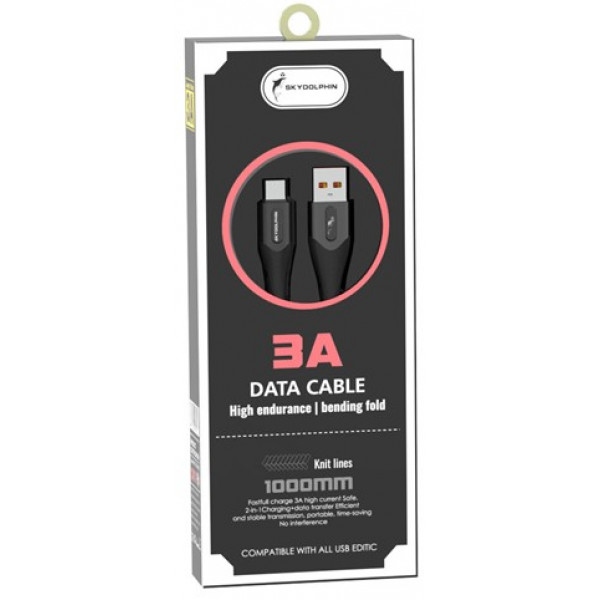 Кабель синхронізації даних SkyDolphin S01T USB-USB Type-C 1m Black (USB-000583)