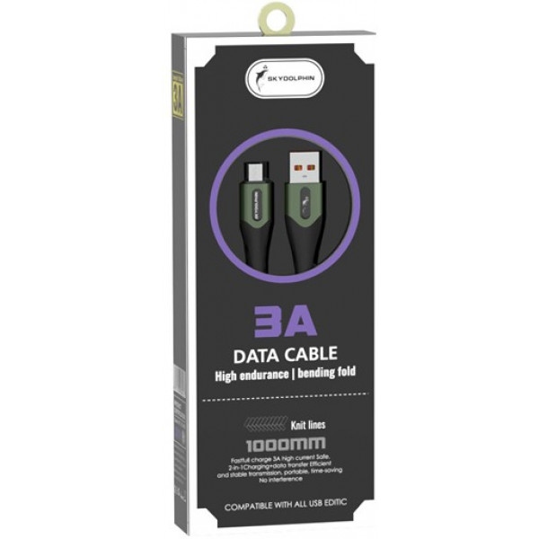 Кабель синхронізації даних SkyDolphin S01V USB-microUSB 1m Dark Green (USB-000584)