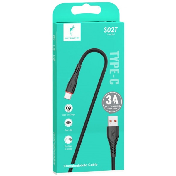 Кабель синхронізації даних SkyDolphin S02T USB-USB Type-C 1m Black (USB-000589)