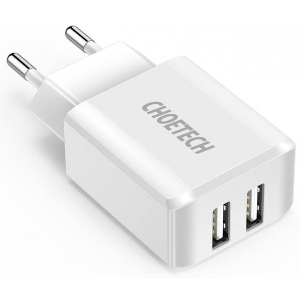 Мережевий зарядний пристрій Choetech 2USBх2A White (C0030)