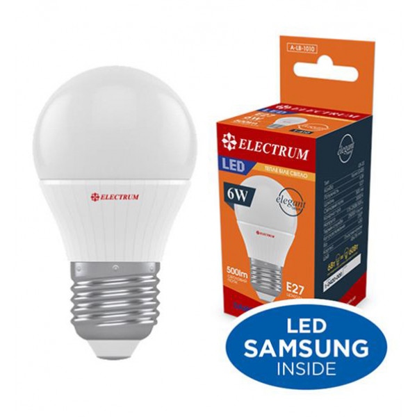 Лампочка світлодіодна Electrum 6W E27 3000K A-LB-1010