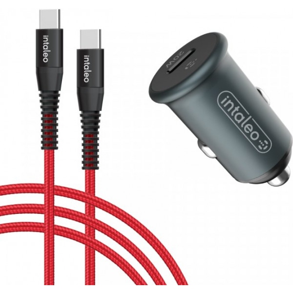 Автомобільний зарядний пристрій Intaleo CCGQPD120T (USB, 3A) Grey + кабель USB Type С (1283126509957)