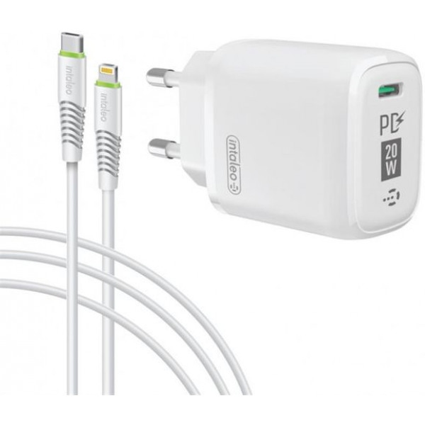 Мережевий зарядний пристрій Intaleo TCGQPD120L (1USBx3A) White + кабель Lightning (1283126510007)
