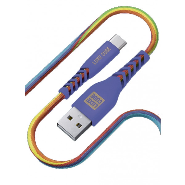 Кабель синхронізації даних Luxe Cube Kevlar USB-USB Type-C, 1.2m Rainbow (9886668686279)