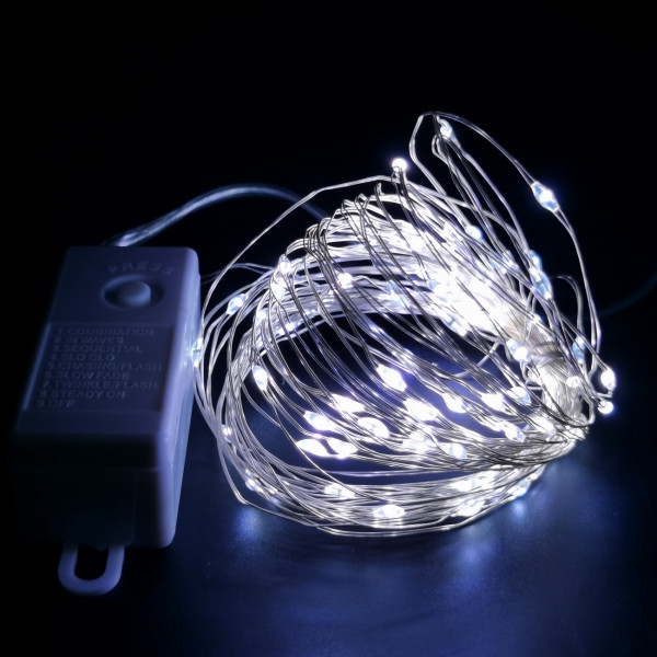 Гірлянда лінійна Novogod'ko на мідному дроті, 100 LED, холодний білий, 10 м, 8 реж. (973786)