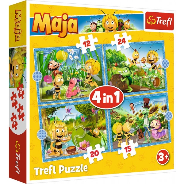 Пазли картонні (3-4 роки) Trefl "Пригоди бджілки Мая" (4в1)(34356)