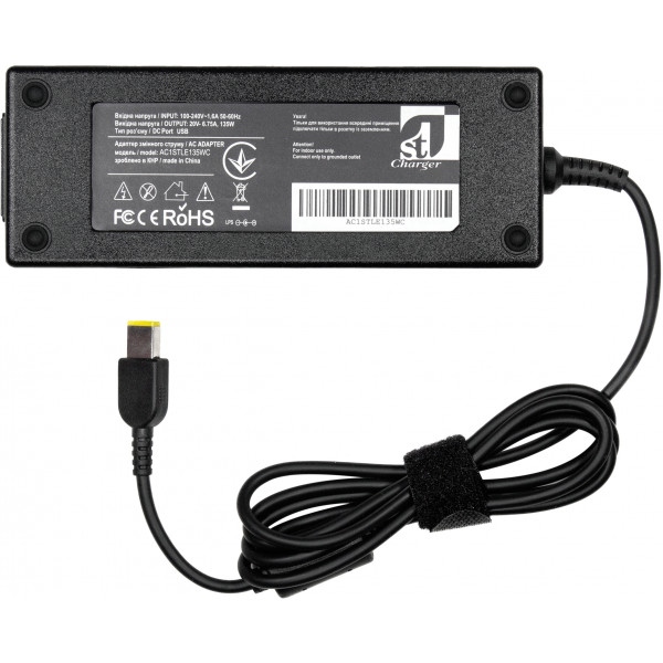 Зарядний пристрій для ноутбука 1stCharger Lenovo 135W 20V 6.75A USB силовий кабель (AC1STLE135WC)