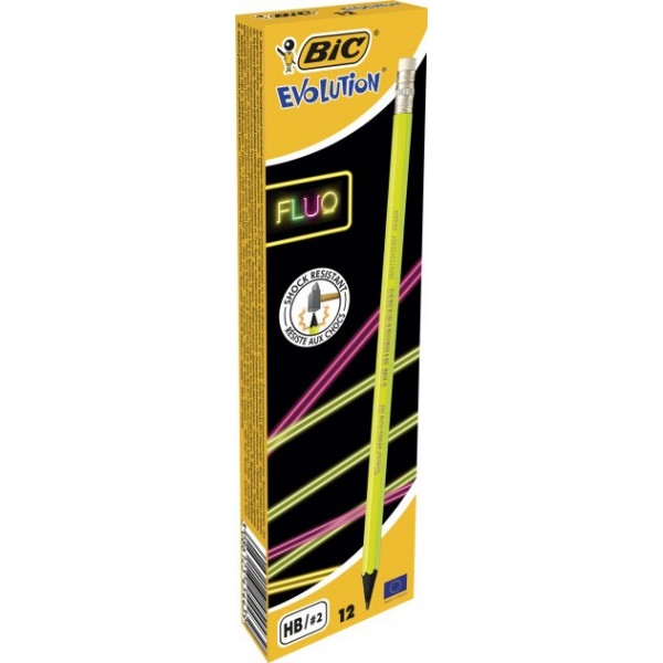 Набір олівців BIC Evolution Флуо гум УП12 (3086123454439)