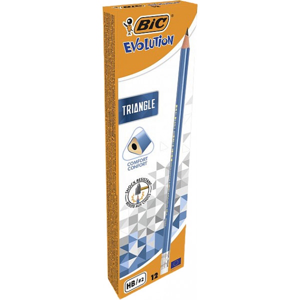 Набір олівців BIC Evolution Triangle HB з ластиком 12 шт. (3086123538375)