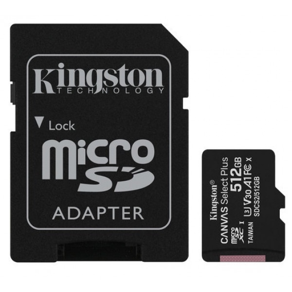 Карта пам'яті Kingston microSDXC 512Gb Canvas Select+ A1 + adapter (SDCS2/512GB)
