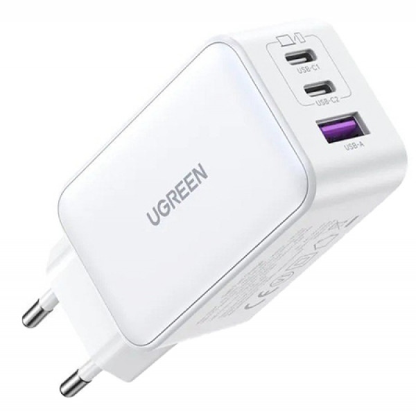 Мережевий зарядний пристрій UGREEN CD224 USB-A+2*USB-C 65W  GaN Tech Fast  White (15334)