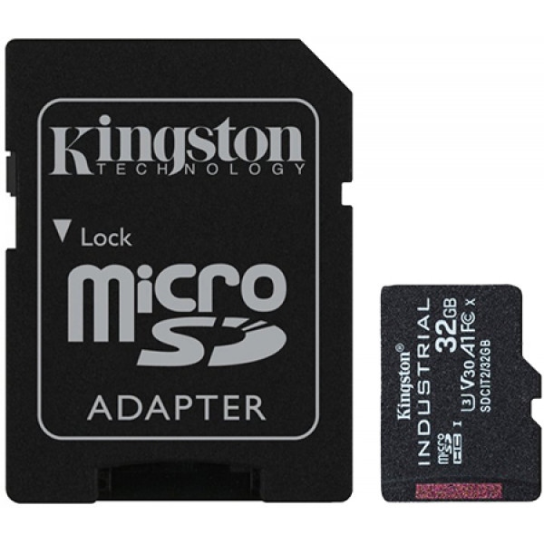 Карта пам'яті Kingston 32GB microSDHC Industrial C10 A1 pSL C Card + SD Adapter (SDCIT2/32GB)