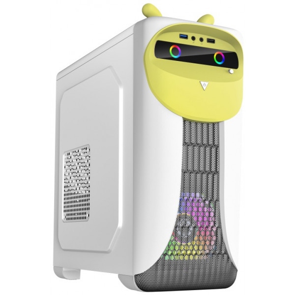 Корпус Gamemax ATX без блока живлення ini Tower MB: Micro-ATX Mini-ITX CUTEOWL White-Yellow