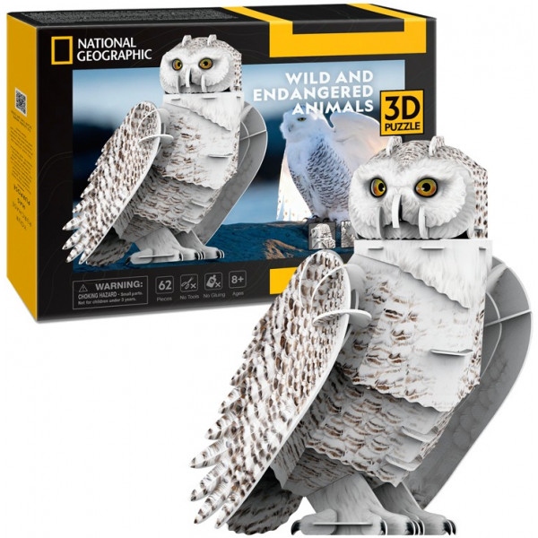 3D пазли Cubic Fun Зникаючі тварини "Сніжна сова" (DS1079h)