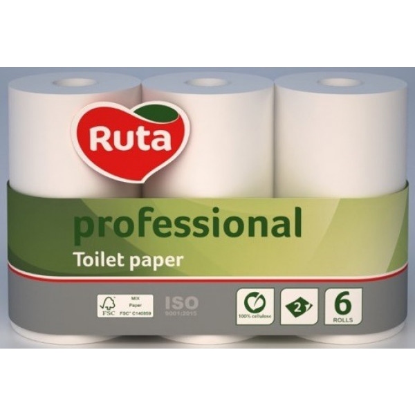 Туалетний папір Ruta Professional 6 рулонів 55 м 2 шари Біла (4820202893233)