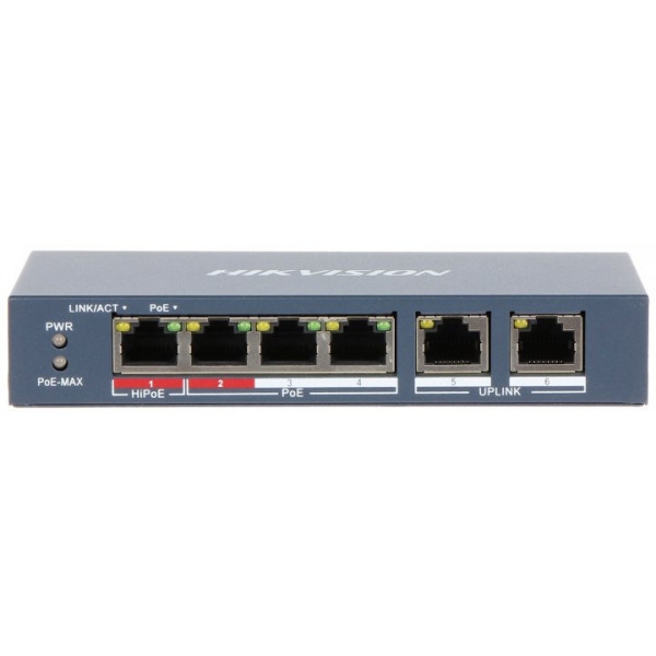 Коммутатор локальної мережі (Switch) Hikvision DS-3E0106HP-E