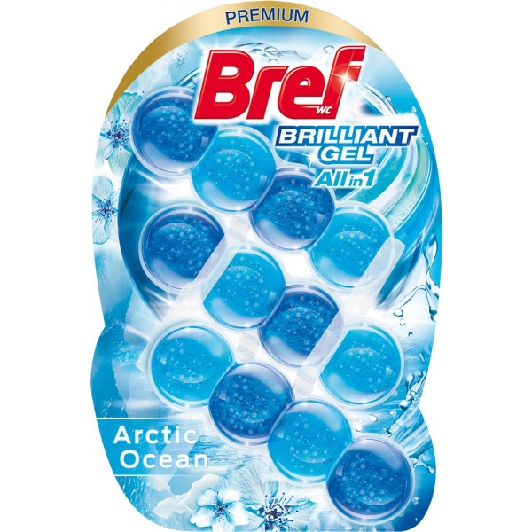 Туалетний блок Bref Блискучий гель Арктичний океан 42 г 3 шт. (9000101509151)