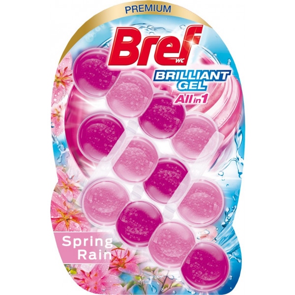 Туалетний блок Bref Блискучий гель Весняний дощ 42 г 3 шт. (9000101509069)