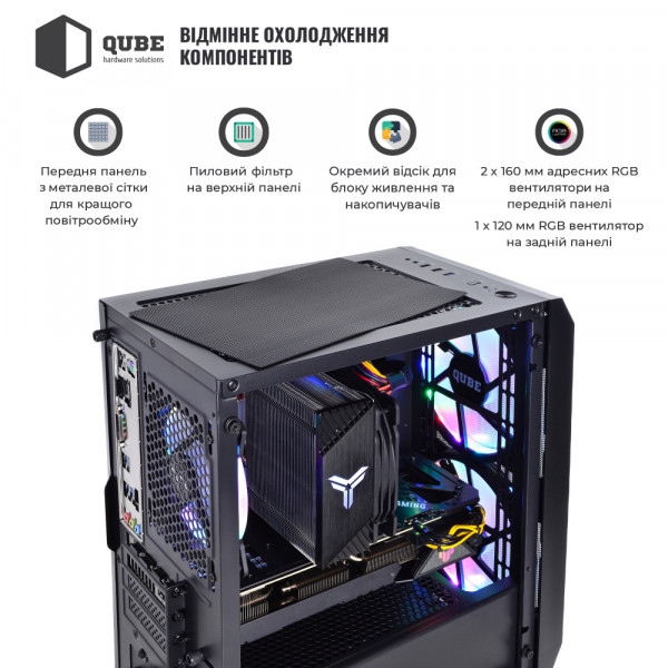 Системний блок QUBE QB Ryzen 5 7600X RX 6650 XT 8GB NM 6410 (Ryzen57600XRX6650XT8GBNM6410)