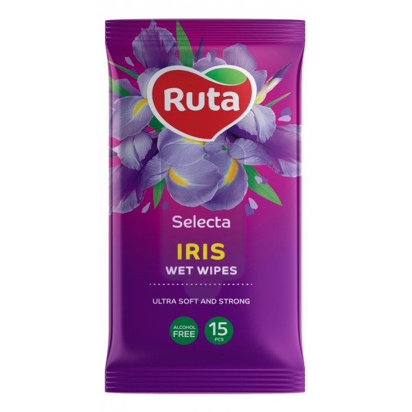 Серветки гігієнічні вологі Ruta Selecta Iris 15 шт. (4820202892427)