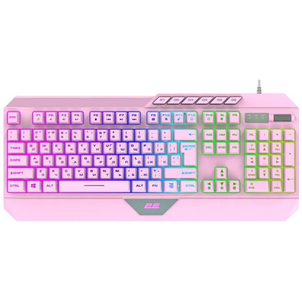 Клавіатура дротова ігрова 2E KG315 RGB USB Pink Ukr (2E-KG315UPK)