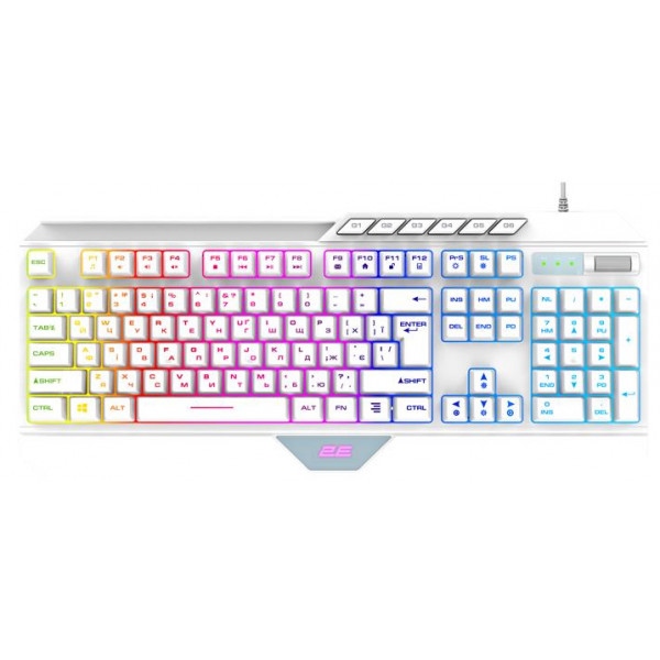 Клавіатура дротова ігрова 2E KG315 RGB USB White Ukr (2E-KG315UWT)