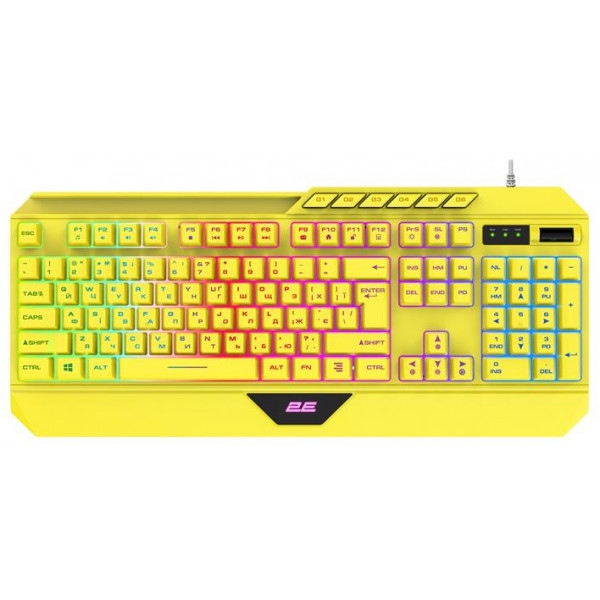 Клавіатура дротова ігрова 2E KG315 RGB USB Yellow Ukr (2E-KG315UYW)