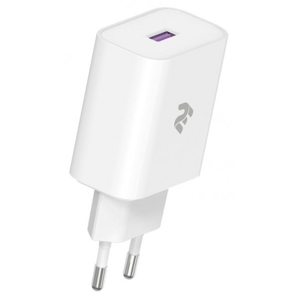 Мережевий зарядний пристрій 2E USB Wall Charger QC3.0 DC5V/3A Max 18W White (2E-WC1USB18W-W)