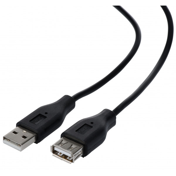 Кабель USB type A - USB type A 2E USB 2.0 AM/AF 1.8m Black (2E-W-3168)